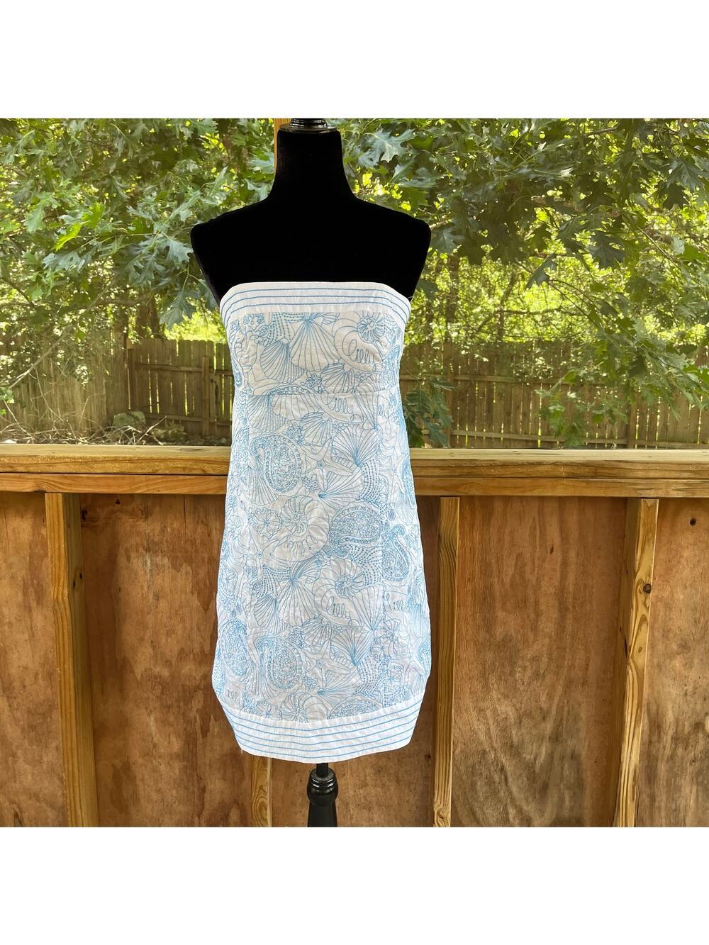 Lilly Pulitzer Women's Bowen Dress Blue & White Strapless Size 8 - Picture 1 of 11